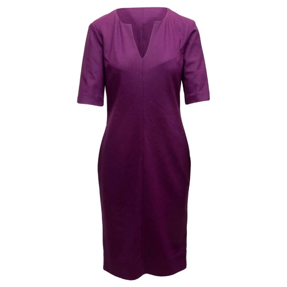 Diane von Furstenberg (DVF) Aurora Wool Sheath Dress, Plum, Size 4 - Picture 3 of 15